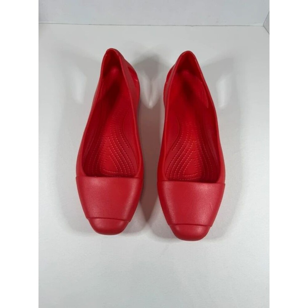 Crocs Sienna Flame Red Comfort Ballet Flats Slip On Cutouts Size W10